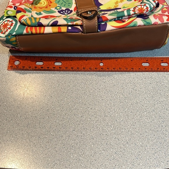 Lily Bloom- Floral Purse w/Leather Strap & Accents; 2 deep top & 1 side pockets - Picture 7 of 9